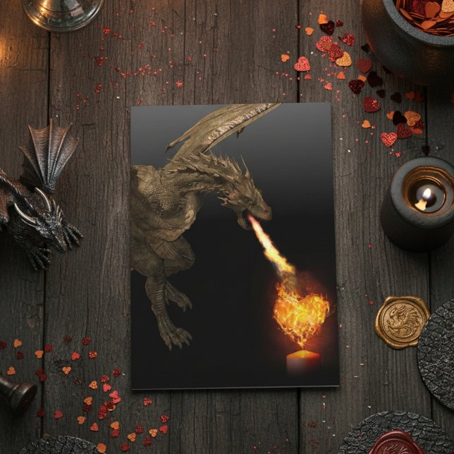 Dragon Fire Breathing Heart Kärlek Wyvern Kort (Skapare uppladdad)