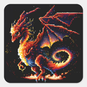 Dragon Fire Elemental Fyrkantigt Klistermärke
