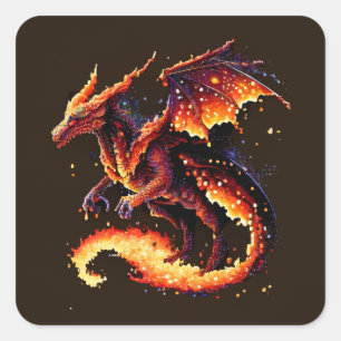 Dragon Fire Elemental Fyrkantigt Klistermärke