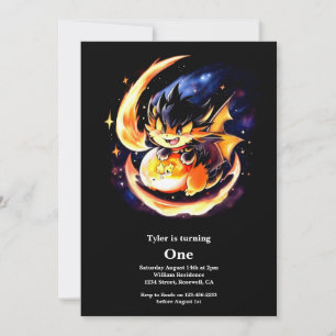 Dragon First Birthday Inbjudningar