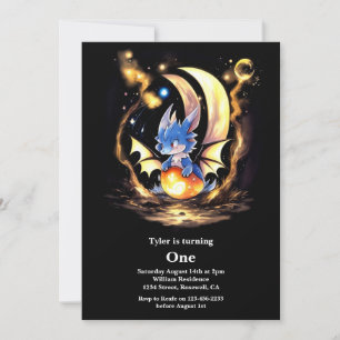 Dragon First Birthday Inbjudningar