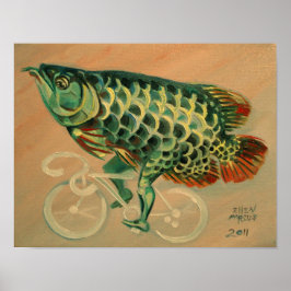 Dragon Fish på en cykel Poster