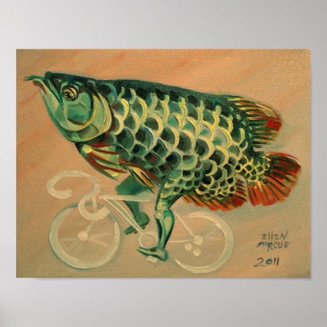 Dragon Fish på en cykel Poster (Framsidan)