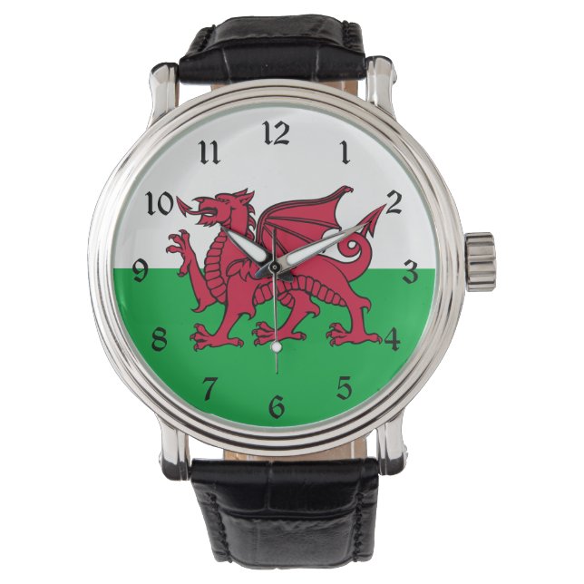 Dragon Flagga of Wales, Celtic Welsh National Flag Armbandsur (Framsida)