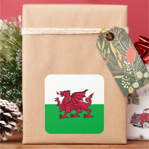 Dragon Flagga of Wales, Celtic Welsh National Flag Fyrkantigt Klistermärke