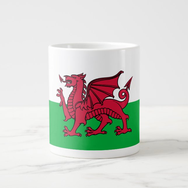 Dragon Flagga of Wales, Celtic Welsh National Flag Jumbo Mugg (Framsidan)