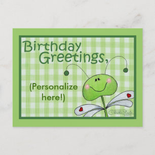 Dragon Fly Birthday personalize Vykort