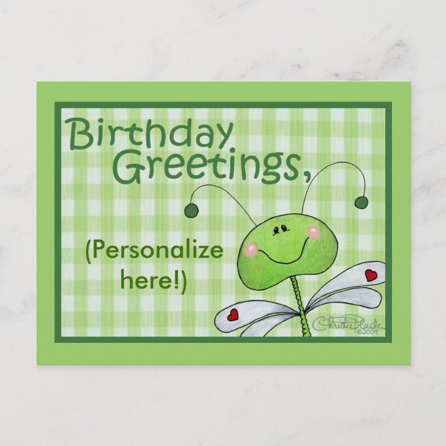 Dragon Fly Birthday personalize Vykort (Framsida)