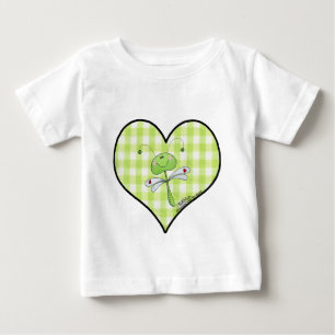 Dragon Fly in grönt gingham hjärta T Shirt