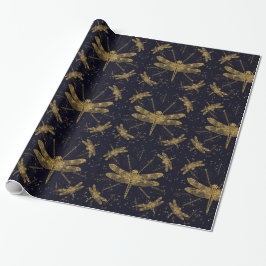Dragon fly mörk ornamental mönster presentpapper
