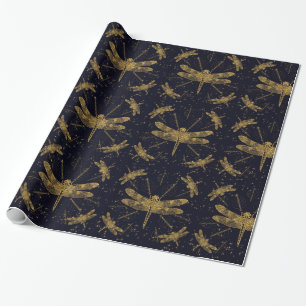 Dragon fly mörk ornamental mönster presentpapper