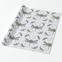 Dragon fly ornamental mönster presentpapper