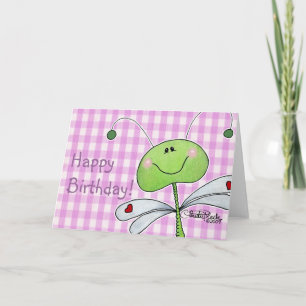 Dragon Fly på Rosa Gingham Kort