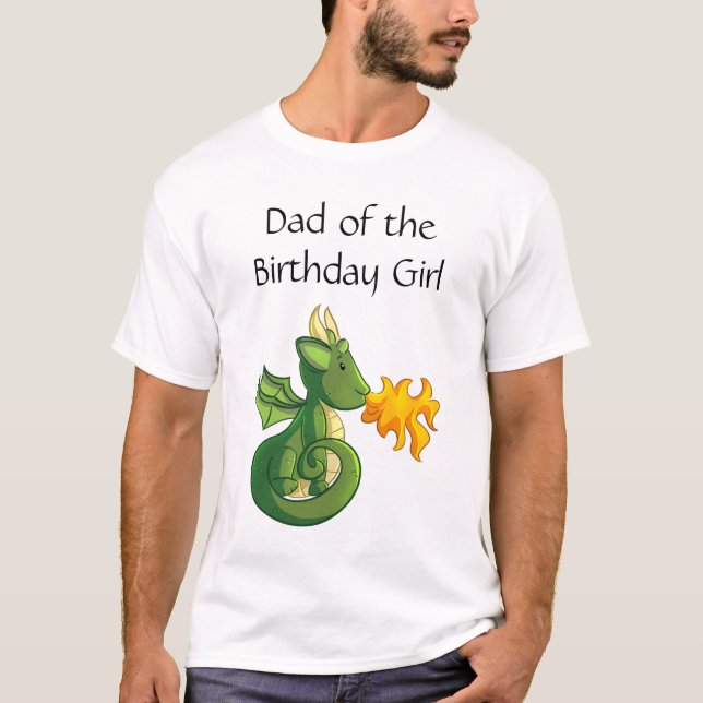Dragon Födelsedagsfest Pappa T-Shirt (Framsida)