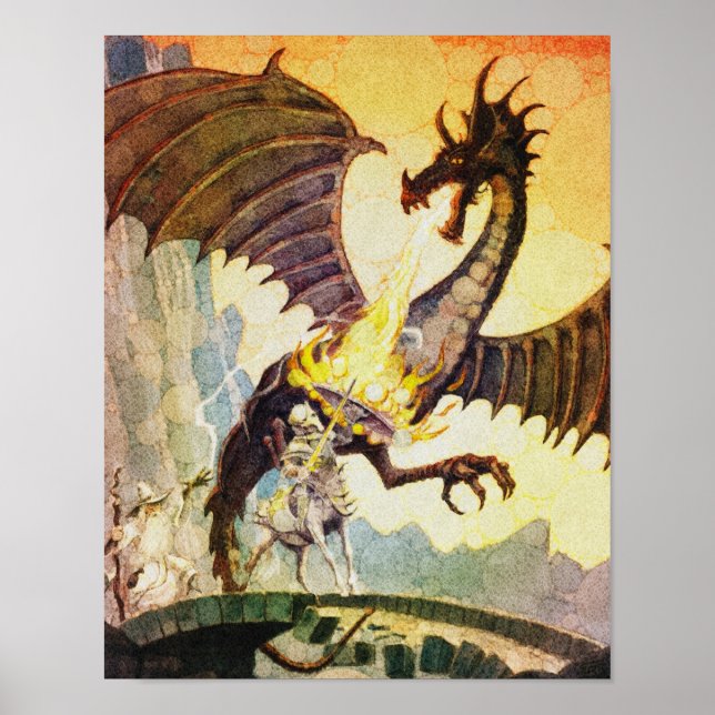 Dragon för mittaur Warrior Fights Poster (Framsidan)