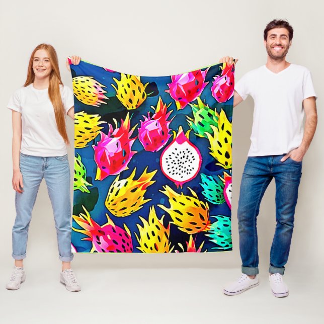 Dragon Fruit Mönster Art Fleecefilt (På plats)
