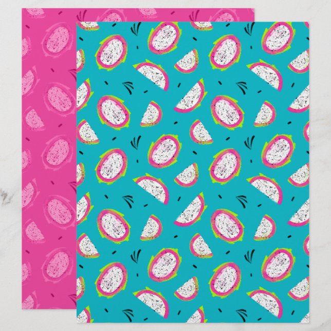 Dragon Fruit Scrapbook Papper (Fram/baksida)