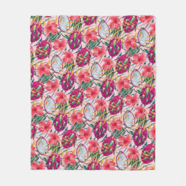 Dragon Fruit Tropical Floral Modern Green Palm Fleecefilt