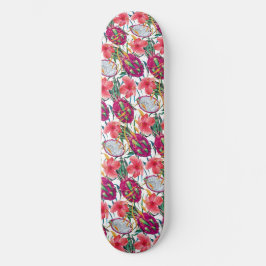 Dragon Fruit Tropical Floral Modern Green Palm Mini Skateboard Bräda 18,5 Cm