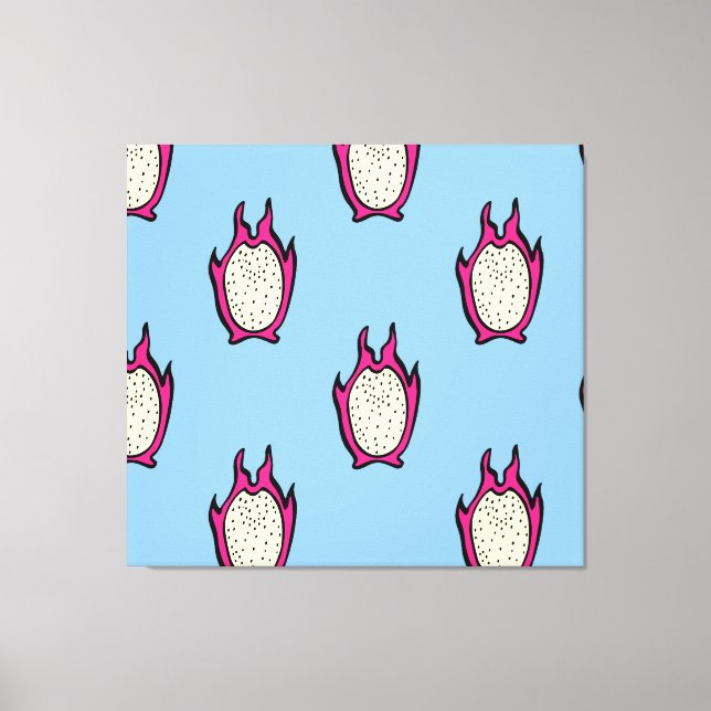 Dragon Fruit: Vintage Bläck Teckning. Canvastryck (Framsida)