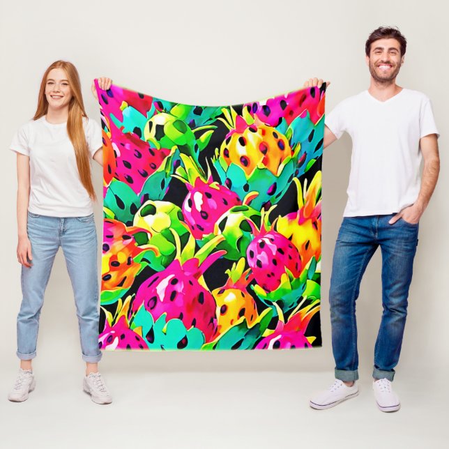 Dragon Fruit Vivid Mönster Fleecefilt (På plats)