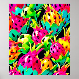 Dragon Fruit Vivid Mönster Poster