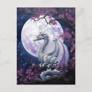 Dragon Full Moon Lila Fantasy Art-vykort Vykort