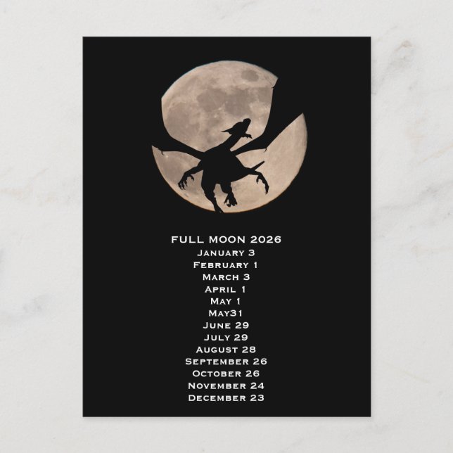 Dragon Full Moon   Phases 2026 Vykort (Framsida)