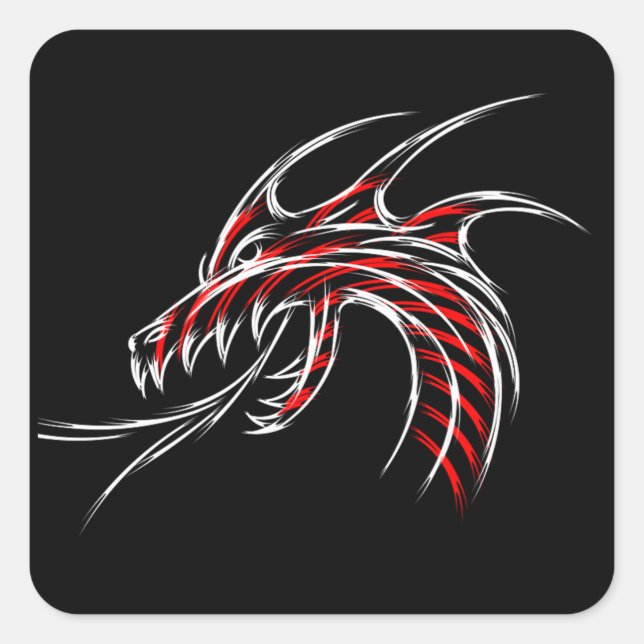 Dragon Fyrkantigt Klistermärke (Framsida)