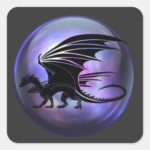 Dragon Fyrkantigt Klistermärke