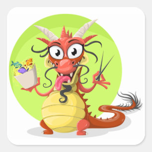 Dragon Fyrkantigt Klistermärke