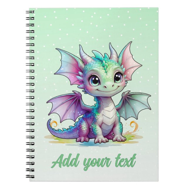 Dragon Garden Dreams - Mint Grönt Notebook Anteckningsbok (Framsidan)