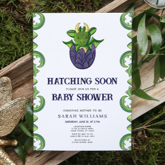 Dragon Gender Neutral Hatching Soon Baby Shower Inbjudningar