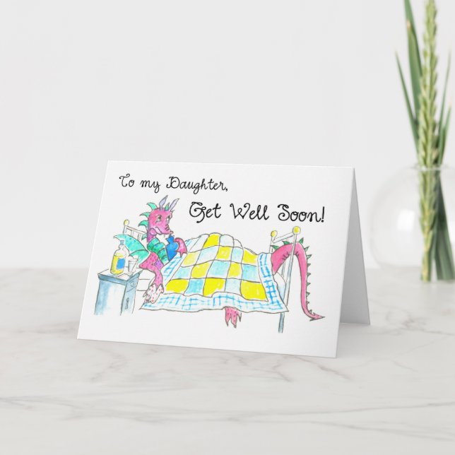 Dragon Get well Card för dotter Kort (Framsida)