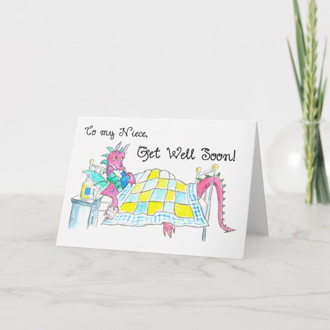 Dragon Get well Card for Niece Kort (Framsida)