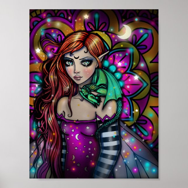 Dragon Girl Fantasy Art Molly av Harrison Poster (Framsidan)