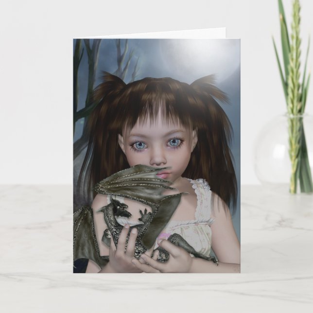 Dragon Girl Hälsningskorts Kort (Framsida)