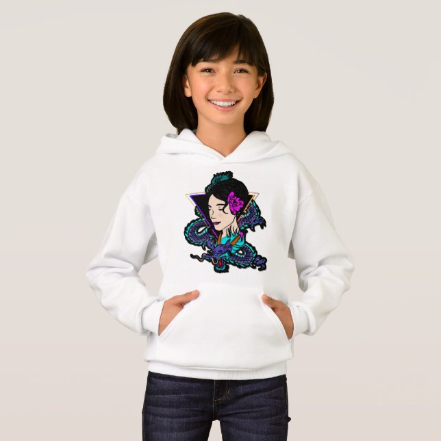 Dragon Girl Pullover Hoodie T Shirt (Hel framsida)