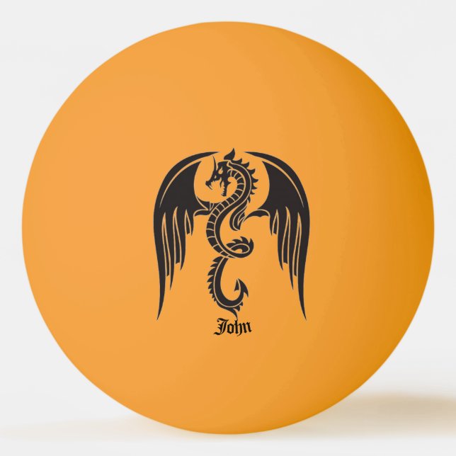 Dragon Glow in Mörk Ditt NAMN Ping Pong Boll (Framsidan)