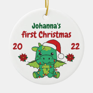 Dragon God Vinter Babys första jul Julgransprydnad Keramik