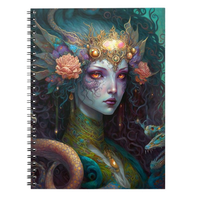Dragon Goddess Queen Fantasy Art Anteckningsbok (Framsidan)