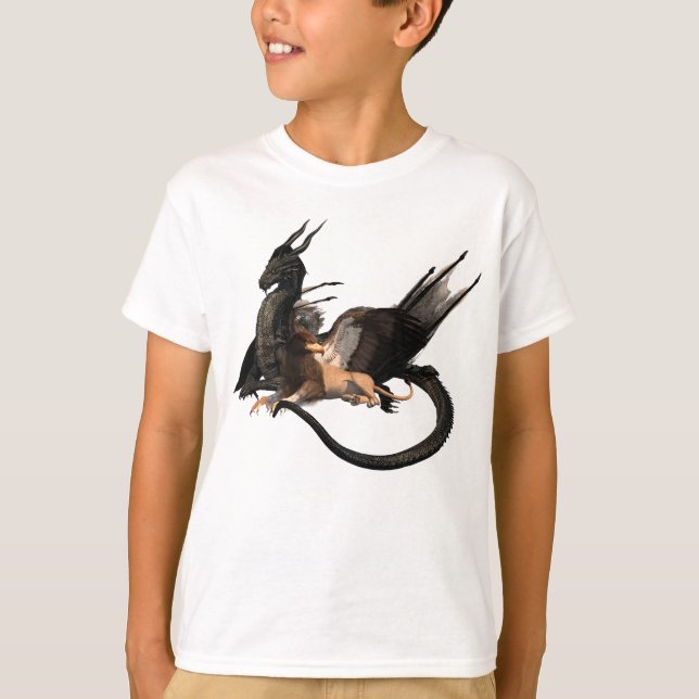 Dragon Griffin Mythological Beasts T Shirt (Framsida)