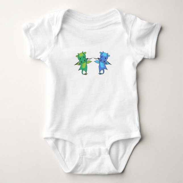 Dragon Grönt Blue Dragon Fairy Tale Fantasy T Shirt (Framsida)