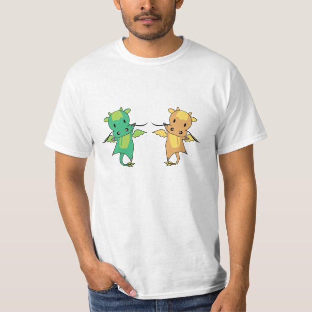 Dragon Grönt Gult Dragon Fairy Tale Fantasy T Shirt (Framsida)