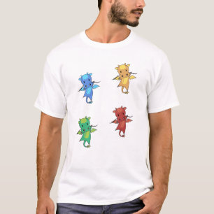Dragon Grönt Red Blue Fairy Tale Cute Animals for T Shirt