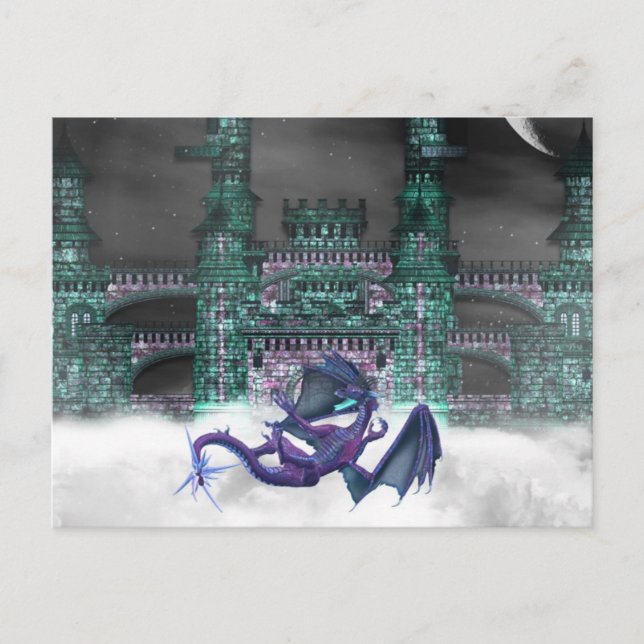 Dragon Guarding Castle vycard Vykort (Framsida)