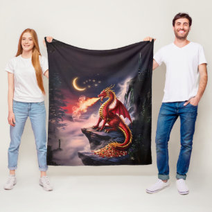 Dragon Guarding Treasure Fire Breathing Fleecefilt