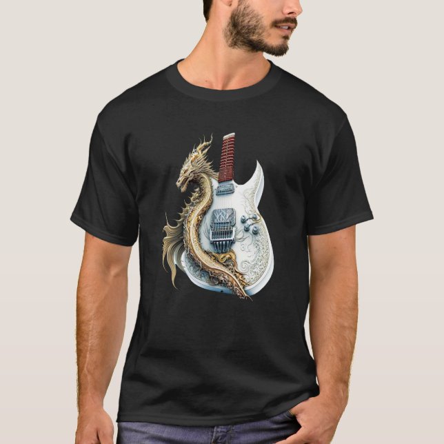 Dragon Guitar for Music T Shirt (Framsida)
