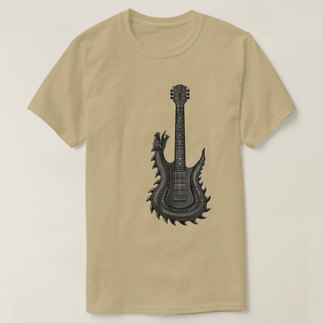 Dragon Guitar s with Electric Guitar Rock N Roll B T Shirt (Design framsida)