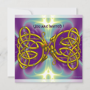 DRAGON Guld Celtic Knots Fantasy KÄRLEK Inbjudningar